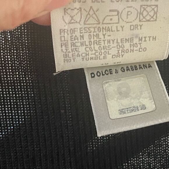 VINTAGE DOLCE & GABBANA BLACK & TAN KNIT SHORT SLEEVE TOP 44 EURO M/L - Picture 11 of 13